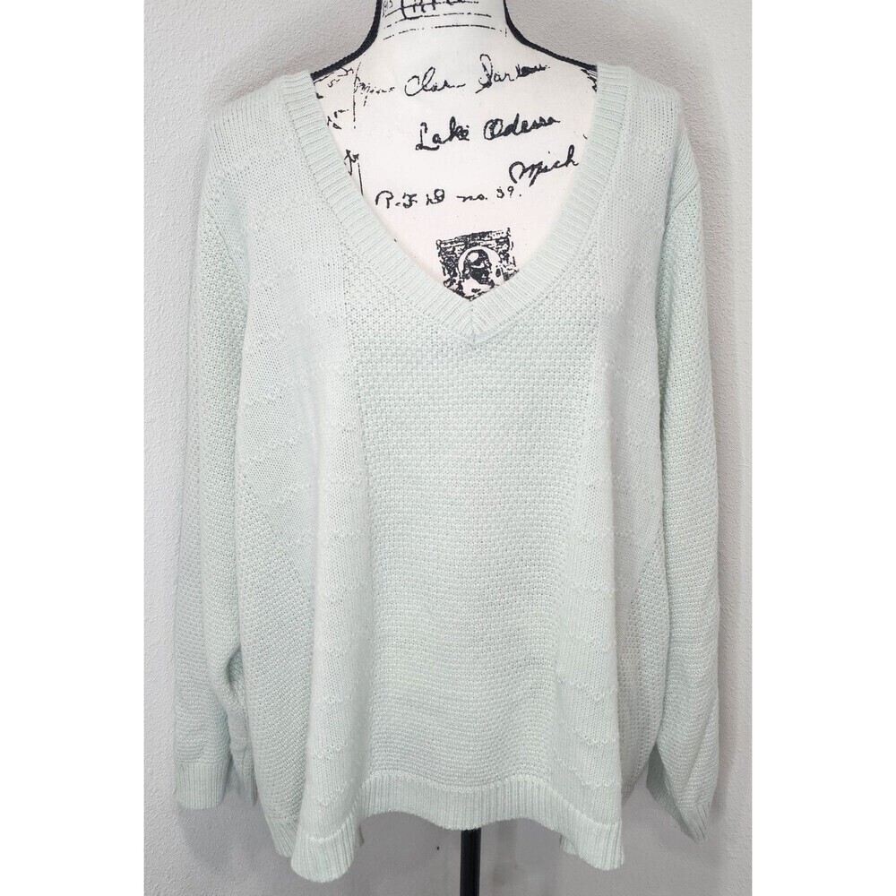 Torrid Mint Jade V-Neck Midi Pullover Knit Sweater Plus Size 4/4X/26 Excellent